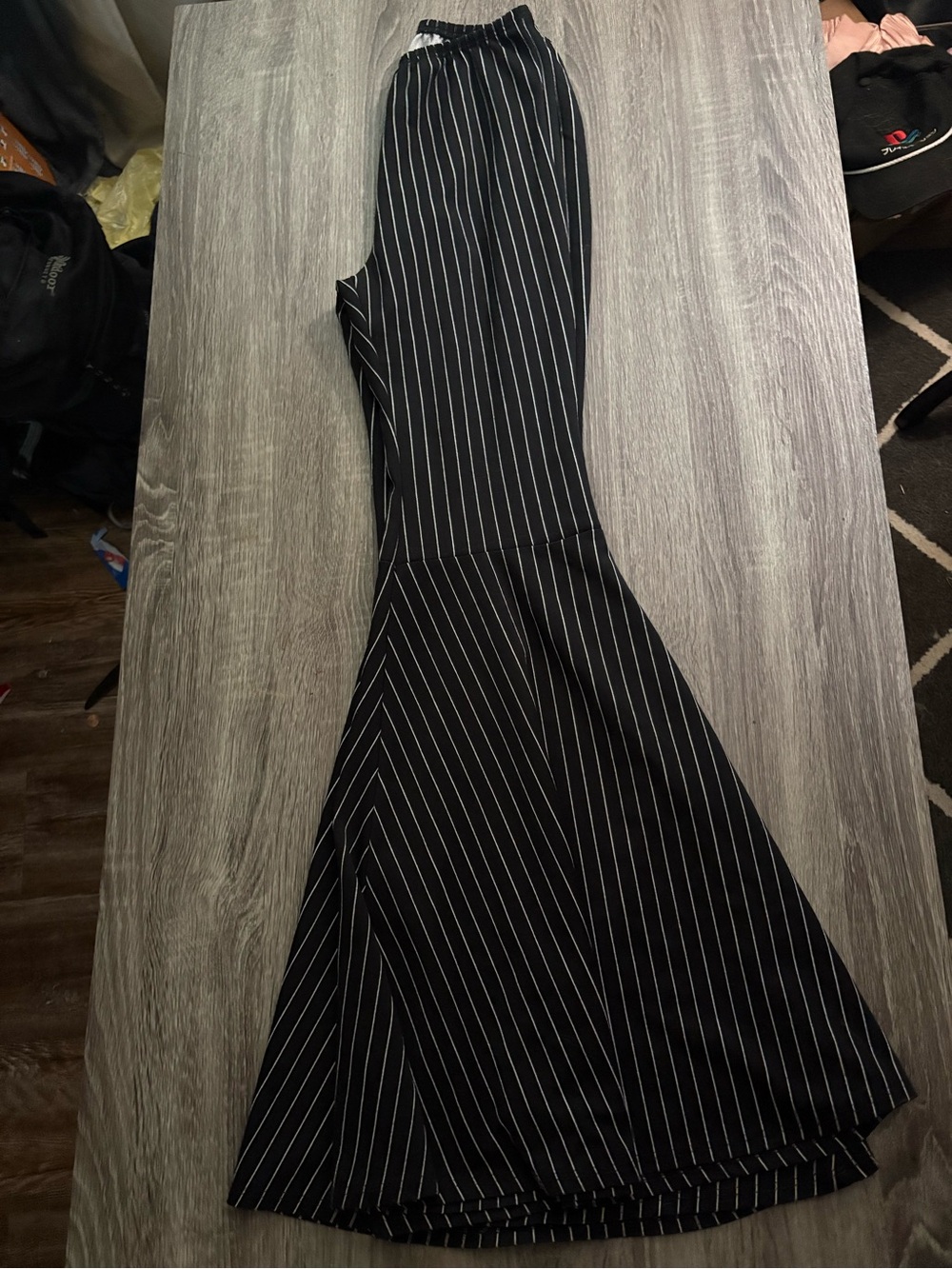 Avenue Black and White Pinstripe Pants - Picture 5 of 7